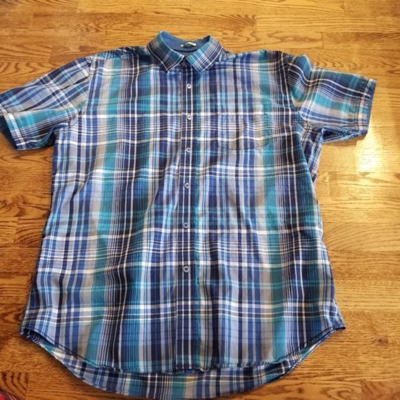 (XL) Bugatchi Shaped Fit Men's Short Sleeve Plaid Shirt Business Casual - Picture 11 of 11